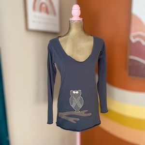 Synergy Organic Owl Appliqué Long Sleeve Shirt